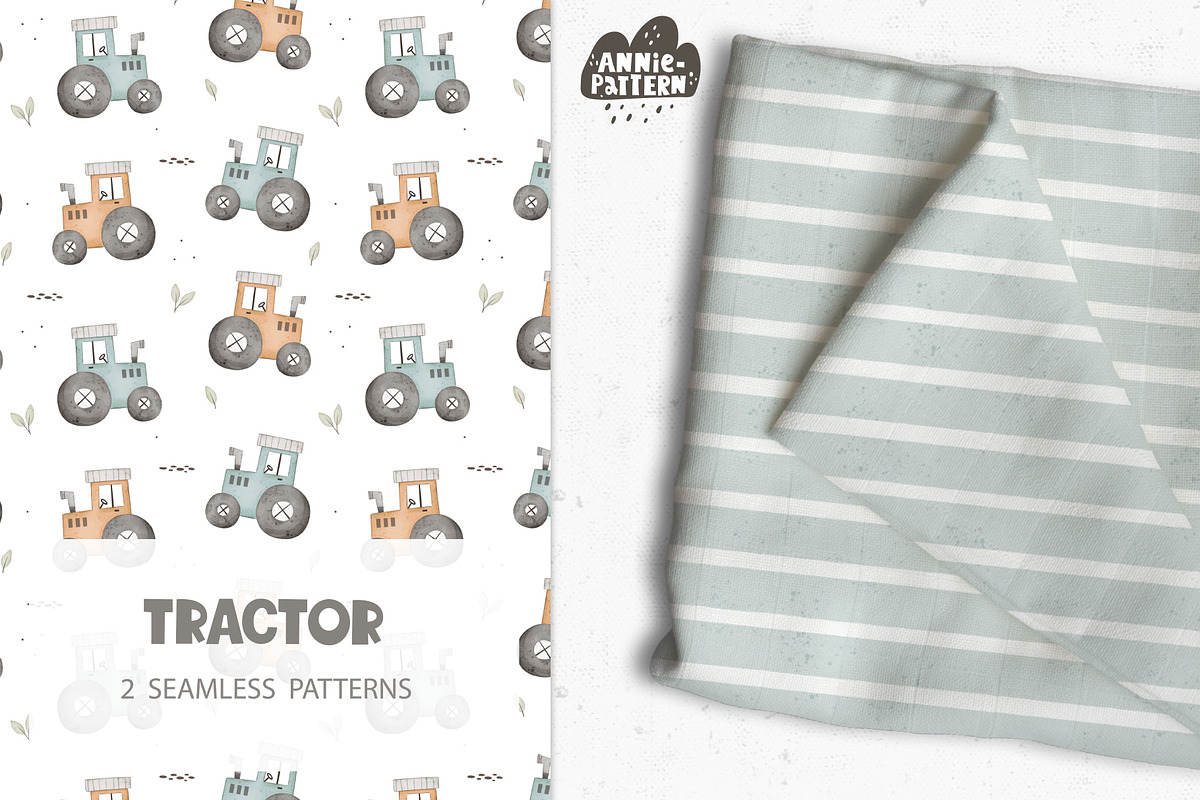 Tractor, a Pattern Graphic by AnnieArt | Creative Market