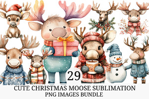 Cute Christmas Moose Sublimation, an Illustration by Craft Nest
