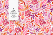 Pink Floral Watercolor Pattern, a Pattern Graphic by Webvilla Studio (Thumbnail 1 of 5)
