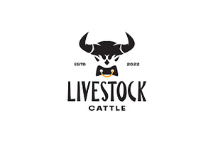 Cow Livestock Cattle Retro Logo