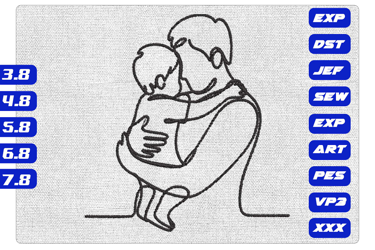 Father Hug Child Embroidery Minimal, an Illustration by Purpose Ekbal (Photo 1 of 3)