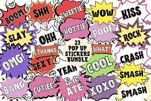 23 POP UP STICKERS PNG BUNDLE