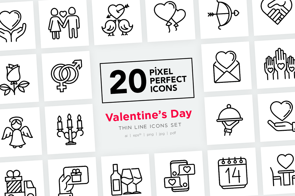 Valentine’s Day Pixel Perfect Icons, an Outline Icon by Alex Blogoodf (Photo 1 of 10)
