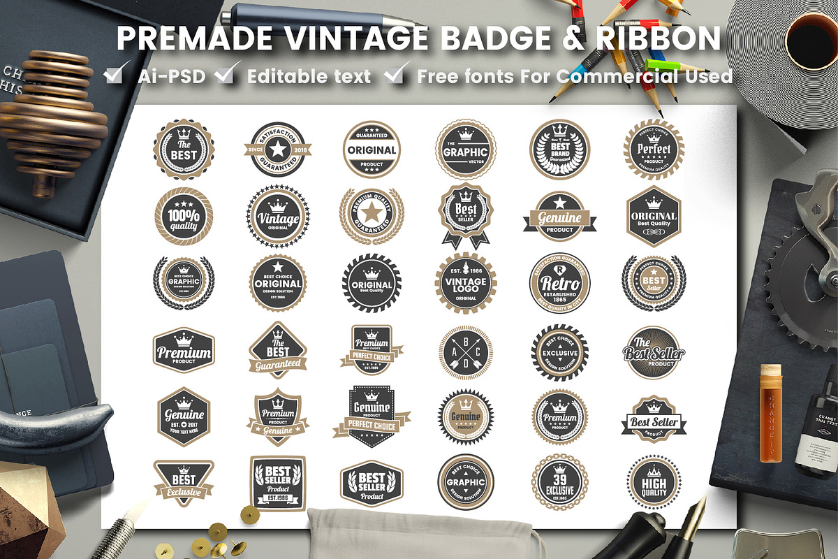 568 Vintage Objects and Badges, a Branding & Logo Template by Toonsteb (Photo 14 of 24)