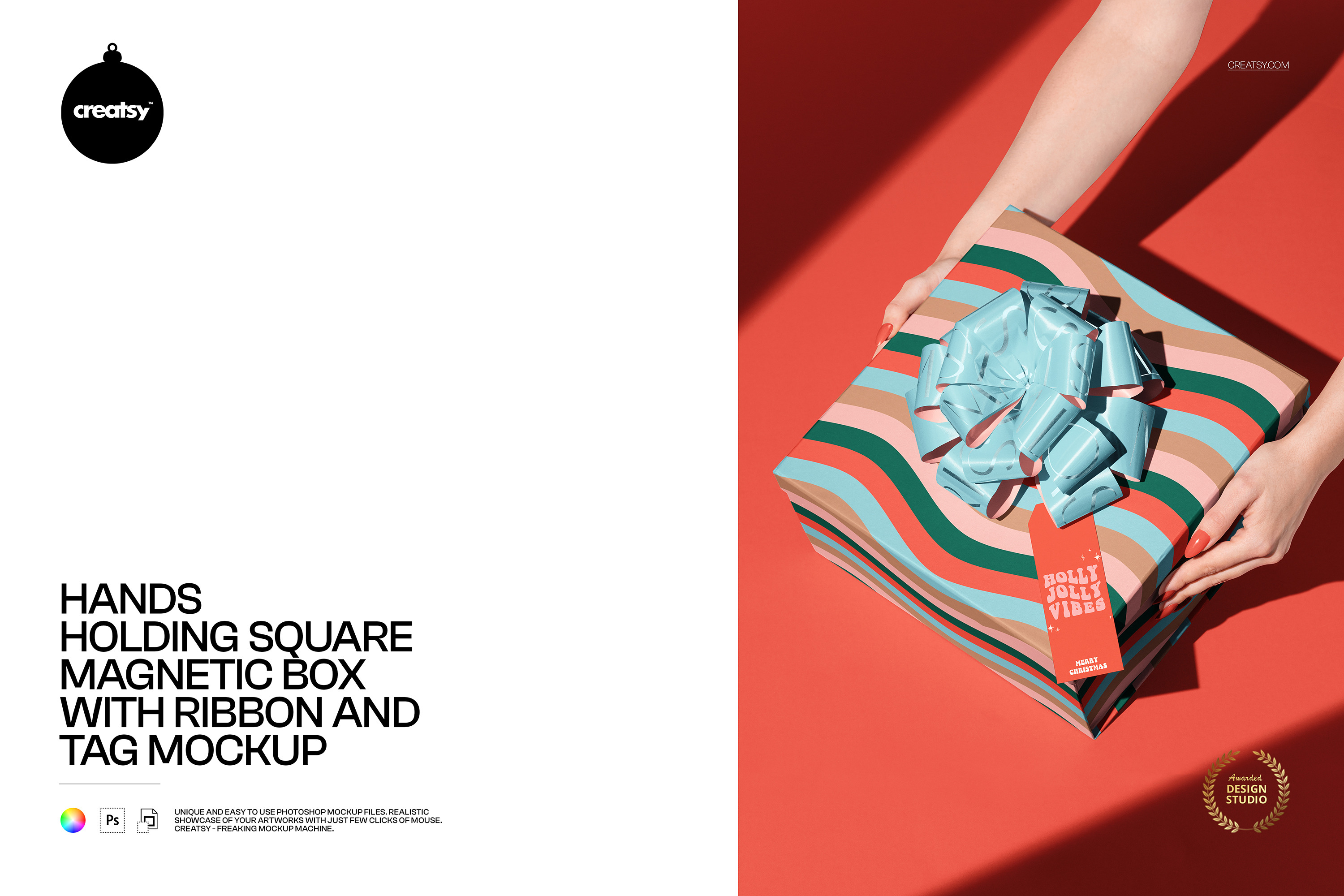 Square Magnetic Box with Tag Mockup, a Packaging Mockup by creatsy5