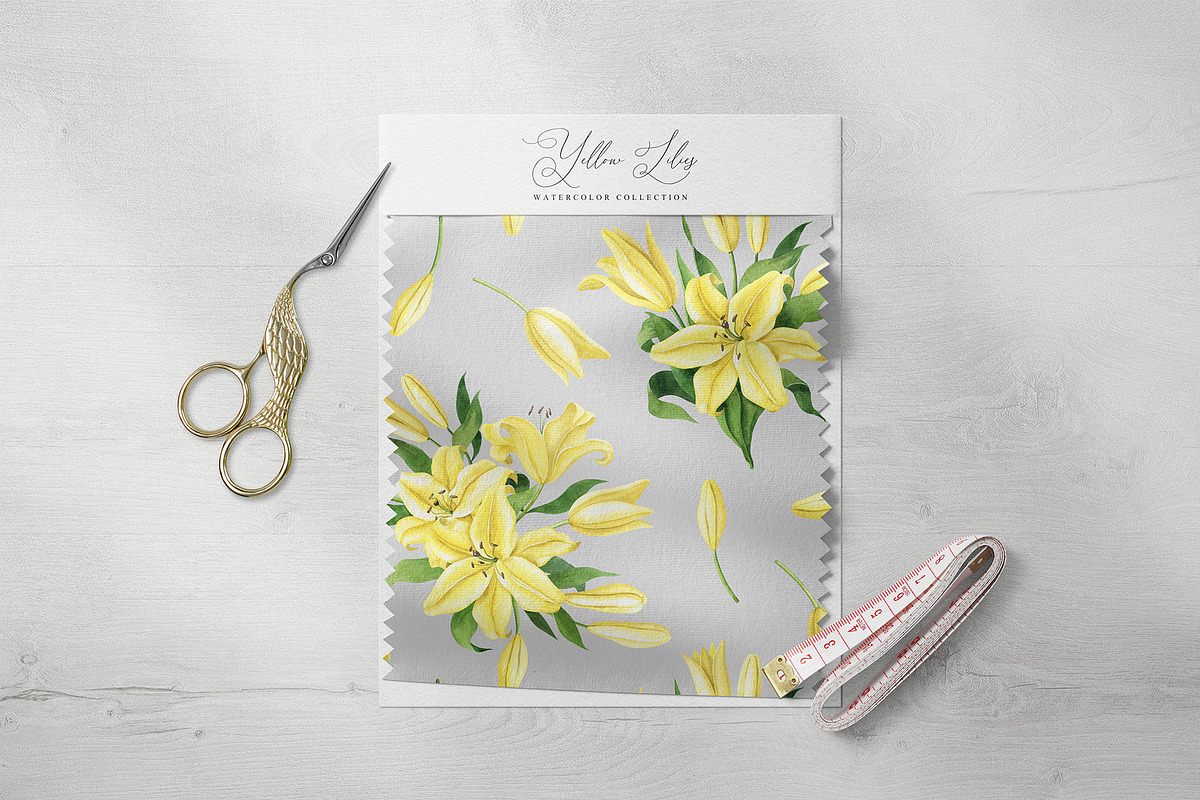 Yellow Lilies Watercolor Set, a Texture Illustration by Natalia Fedorova (Photo 7 of 10)