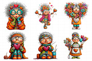 Whimsical Valentines Grandma Clipart, an Illustration by Daily.Designs (Thumbnail 3 of 7)