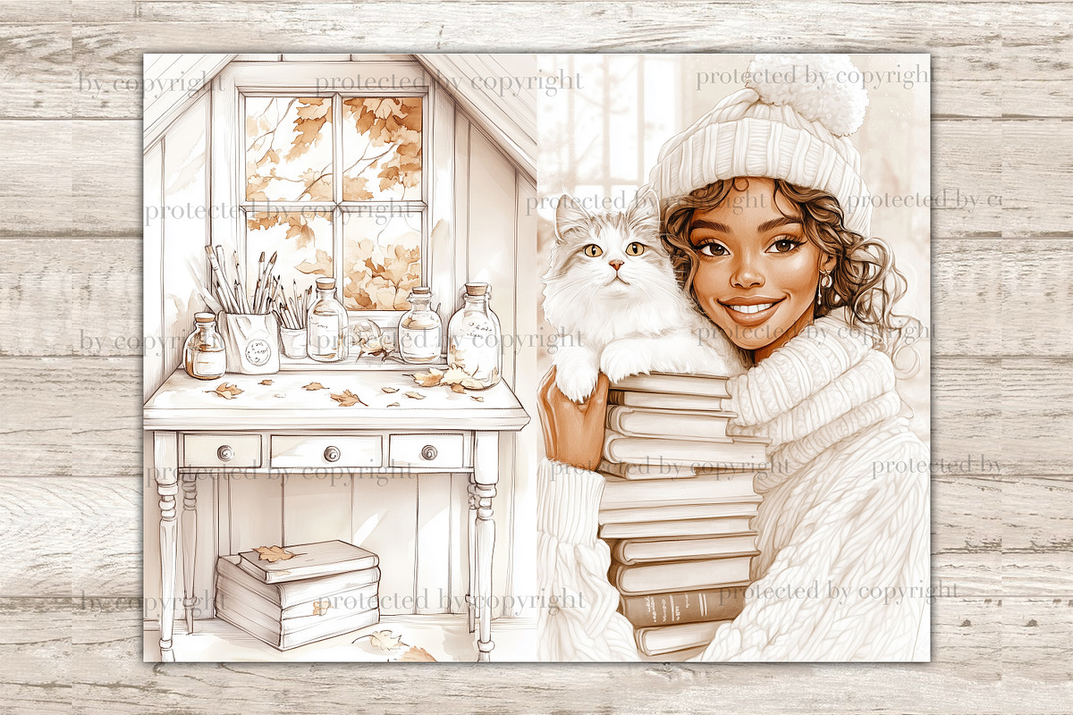 Neutral Autumn Junk Journal Kit, a Person Illustration by GlamArtZhanna (Photo 8 of 10)