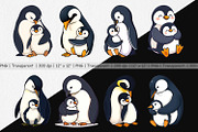 Penguin Family Love Clipart, a Graphic by Artnoy (Thumbnail 2 of 5)