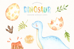 Dinosaur Watercolor Clip Arts