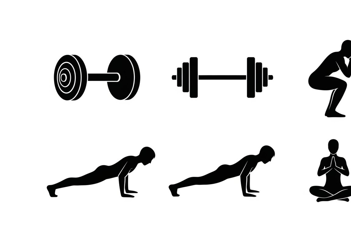 Fitness Workout Silhouette Icon Set, an Illustration by musafir_fashion (Photo 3 of 51)