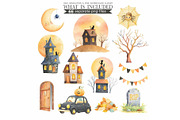 Watercolor Halloween Clipart, an Illustration by CharmClipart (Thumbnail 7 of 8)
