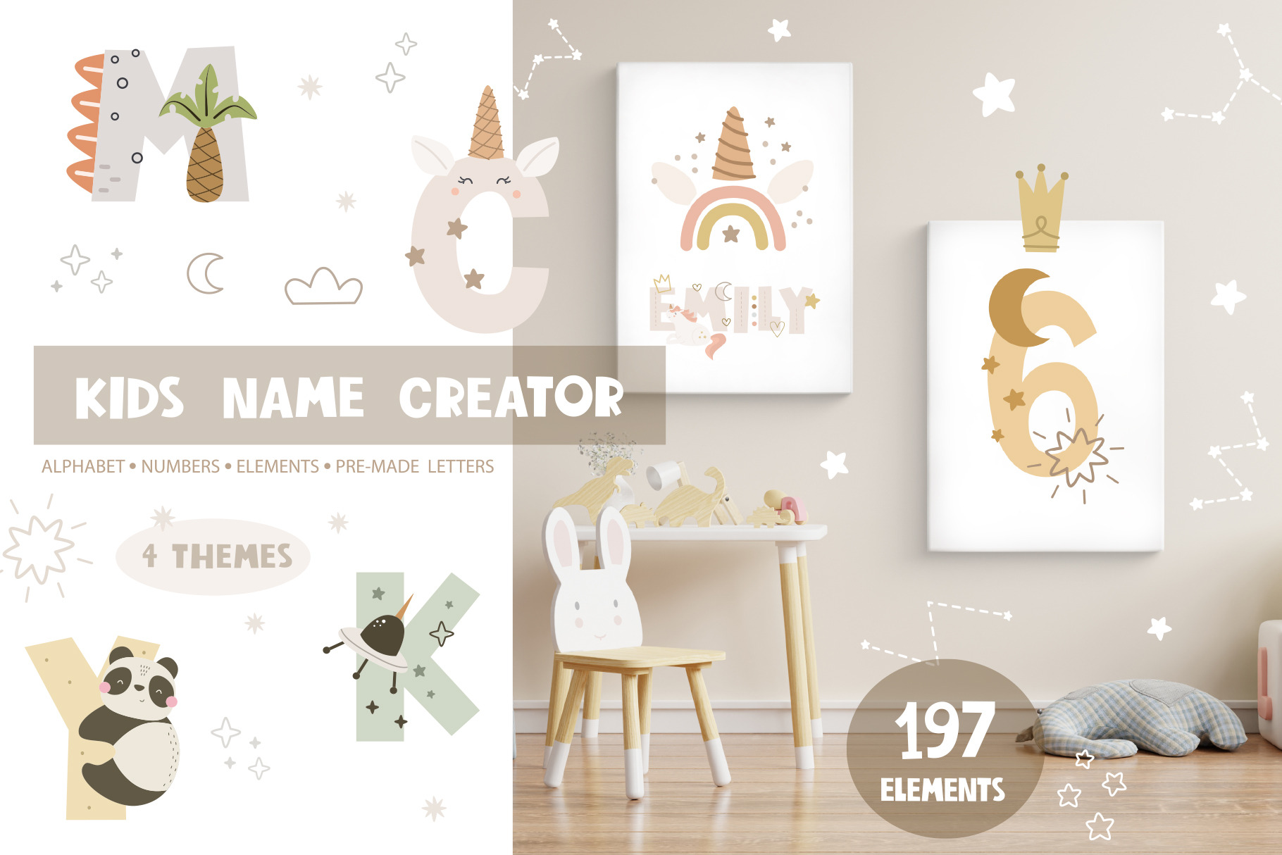 Kids name creator letters & elemens, a Graphic by AnnieArt