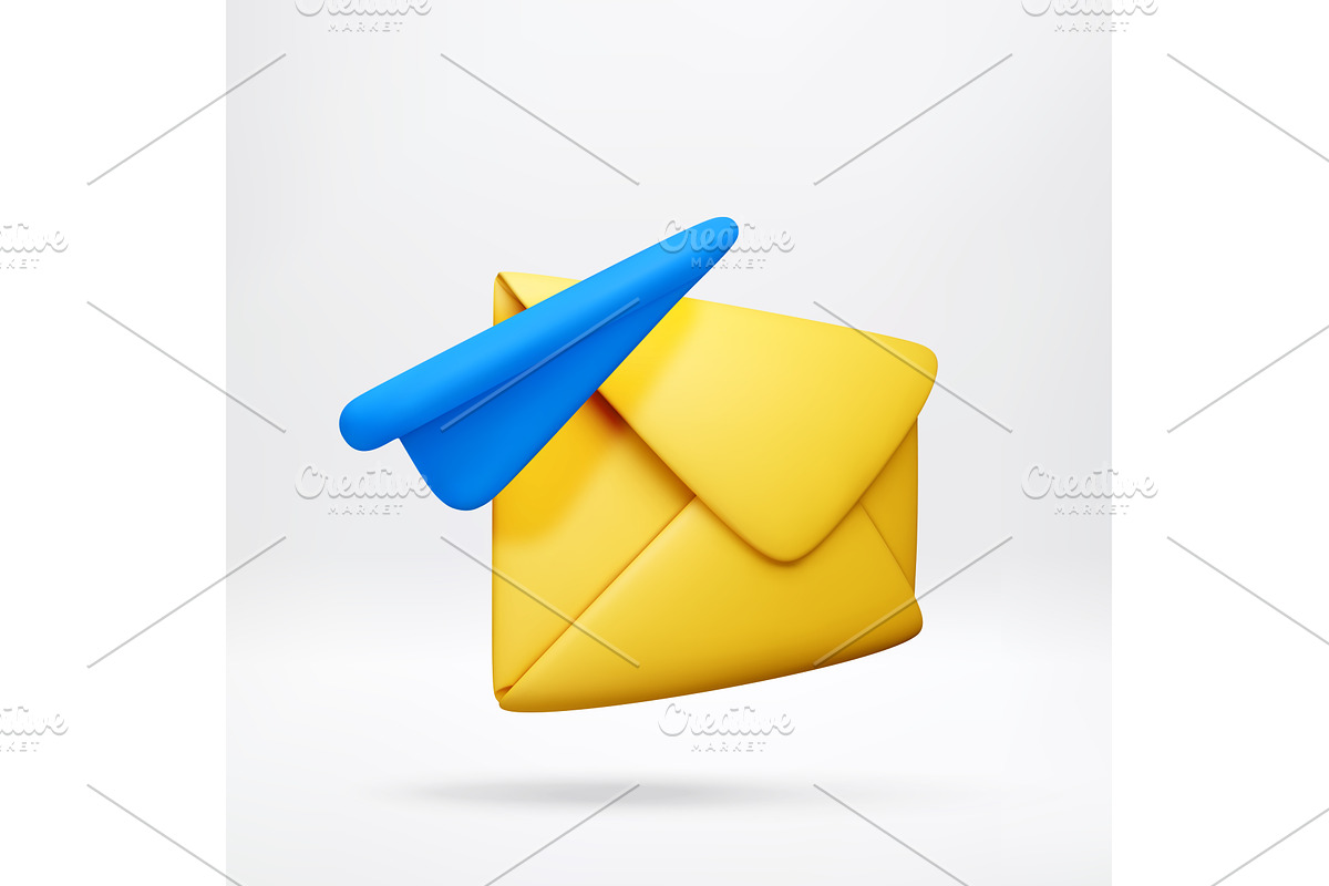3D Yellow mail envelope with flying, a Technology Illustration by Abscent