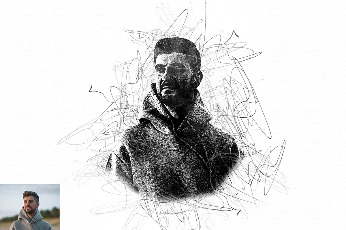 Pure Scribble Art Photoshop Action, an Action Add-On by Studio Retouch