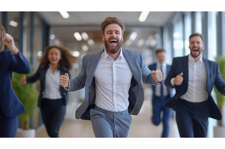 Business People Racing Through