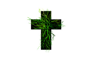 Religious cross made from tree, an Illustration by Nenahliadava Design