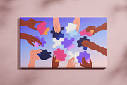 Team connecting puzzle pieces, a Decorative Illustration by PaperTrident (Thumbnail 3 of 3)