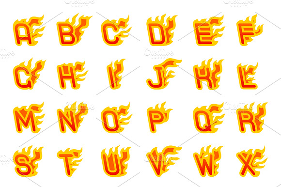 Fiery a to z letters burning abc preview 3