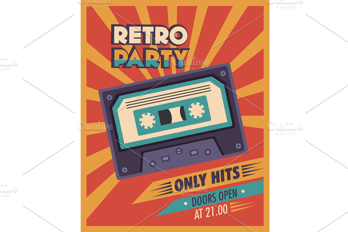 party retro style template, an Object Illustration by studiogstock