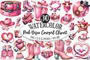 Pink Disco Cowgirl Watercolor PNG, an Illustration by Designking (Thumbnail 1 of 5)