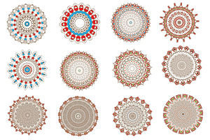 Set mandala round ornament pattern.