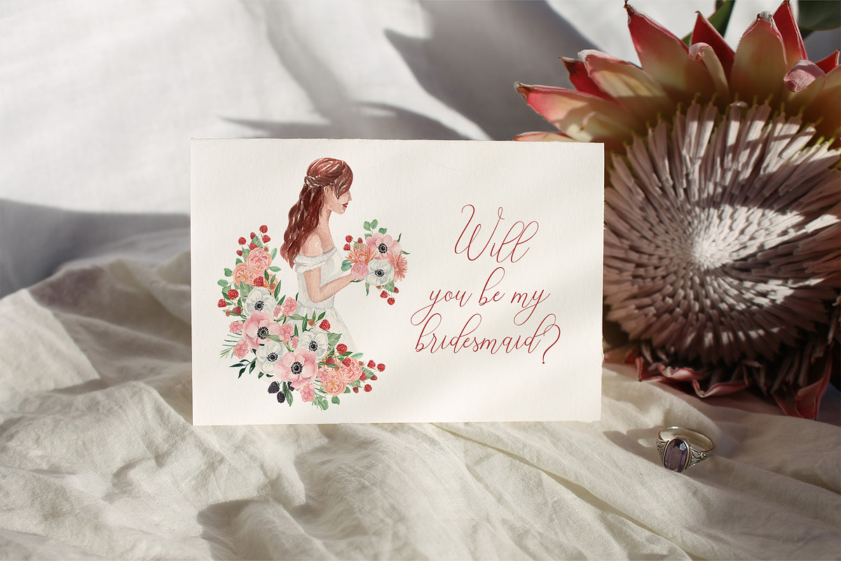 Modern Bridal Floristry Berry Pink, a Decorative Illustration by Catch the Dream Art (Photo 7 of 14)