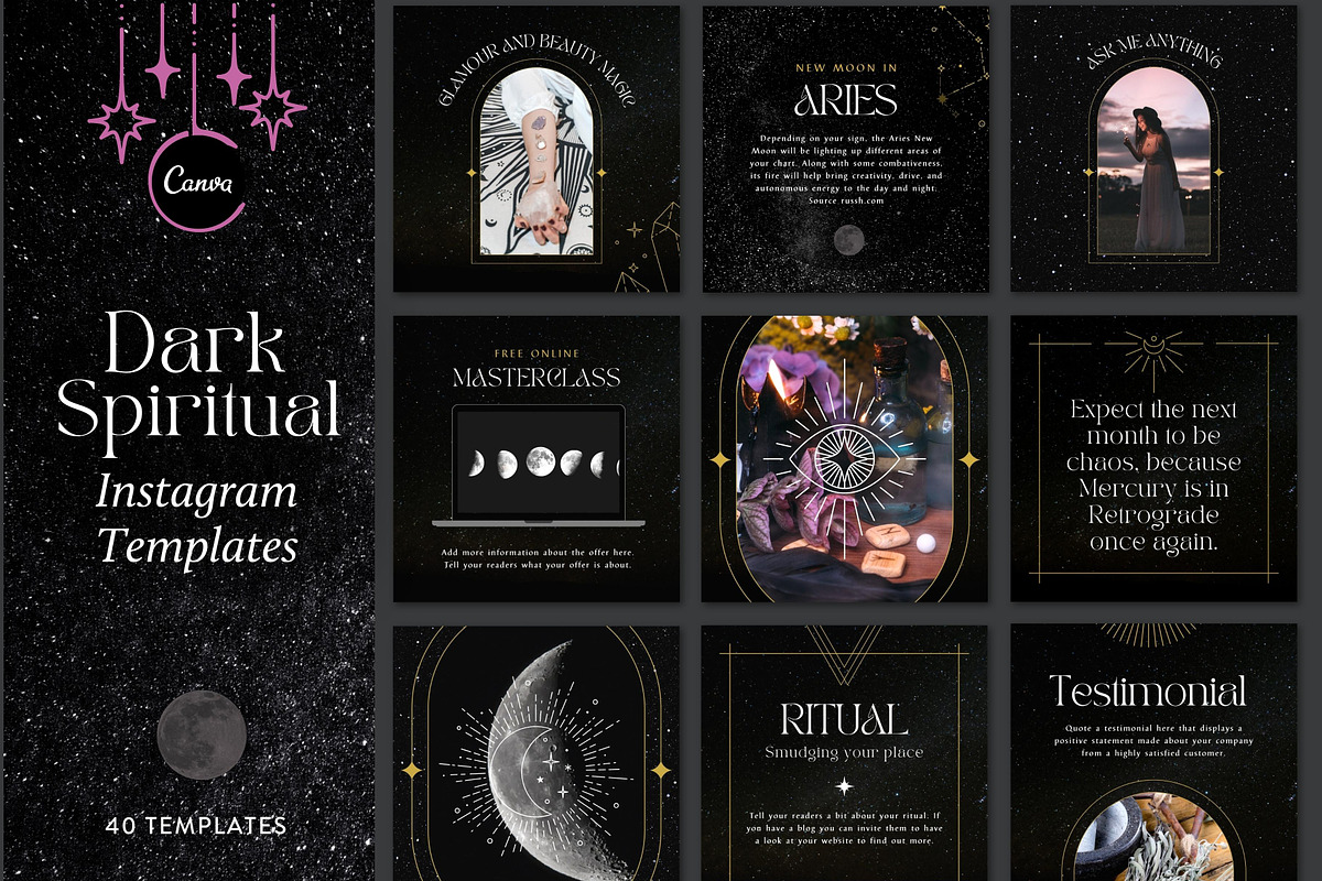 Spiritual Instagram Templates Canva, a Social Media Template by DeeBeeDesign (Photo 1 of 10)