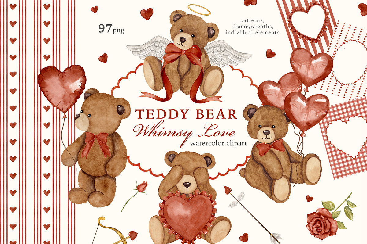 Whimsical Teddy Bear Love Collection, a Decorative Illustration by Ooh Lily (Photo 1 of 15)