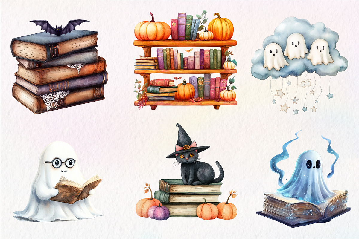 Halloween Reading Clipart, an Illustration by CreationArt (Photo 5 of 9)