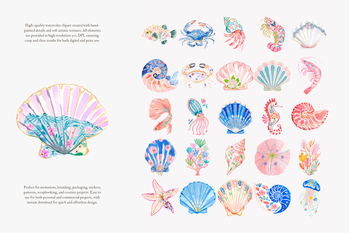 Preppy coastal clipart set, a Decorative Illustration by Patishop Art (Photo 3 of 15)