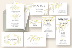 Watercolor Branch Wedding Suite