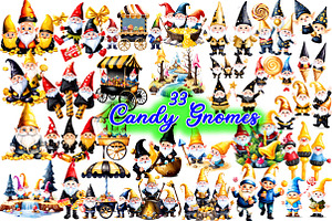 Candy Gnomes Clipart-2, an Illustration by Wow Magic