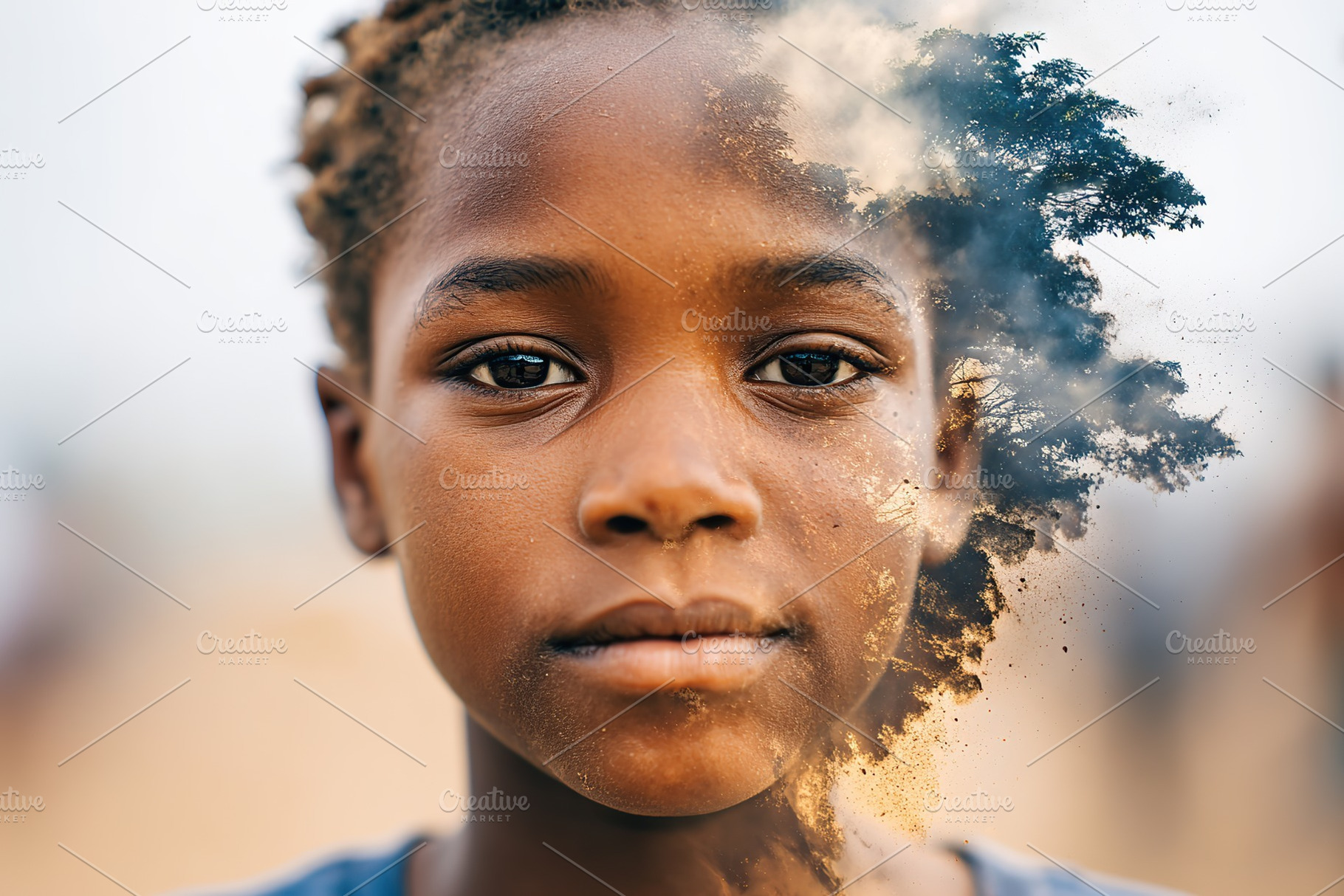Portrait of a child embodying innocence and disruption in a natural landscape, a Person Photo by AlyaAnd