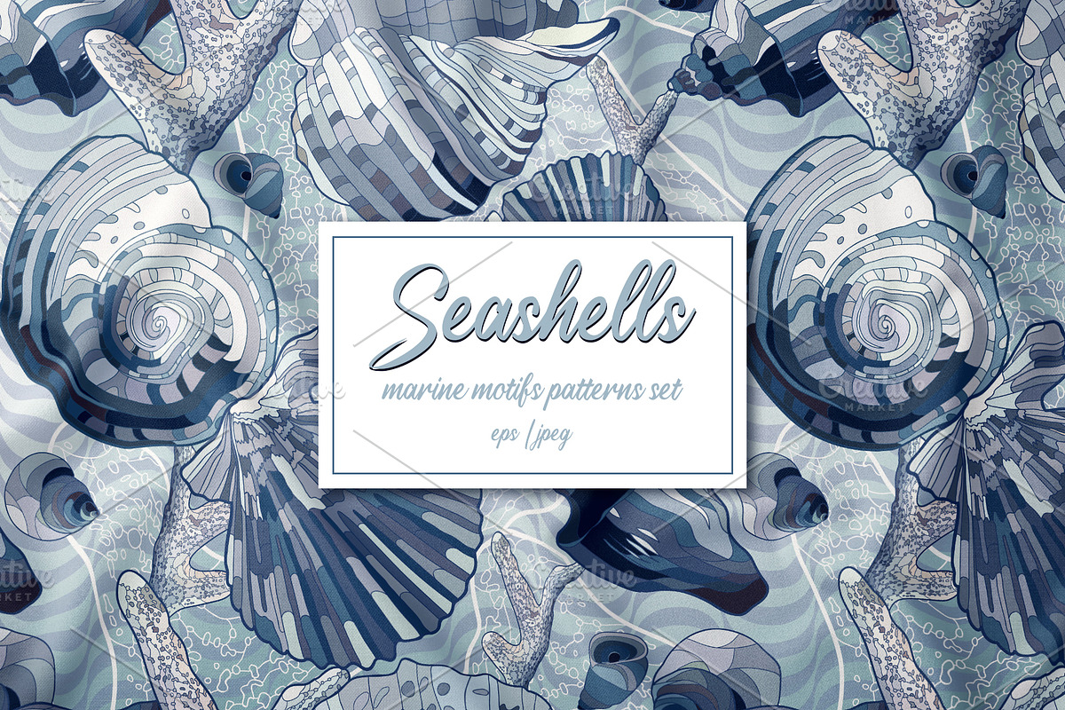 Seashells patterns collection, a Pattern Graphic by Sam2211 (Photo 1 of 13)