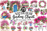 Gardens Watercolor Clipart, a Seasonal Illustration by Designking (Thumbnail 1 of 5)