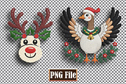 Christmas Animal Embroidery Clipart, a Seasonal Illustration by protabsorkar11 (Thumbnail 4 of 10)
