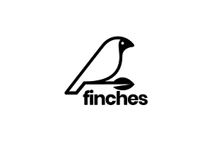 finches bird perched leaves logo, a Branding & Logo Template by devastd