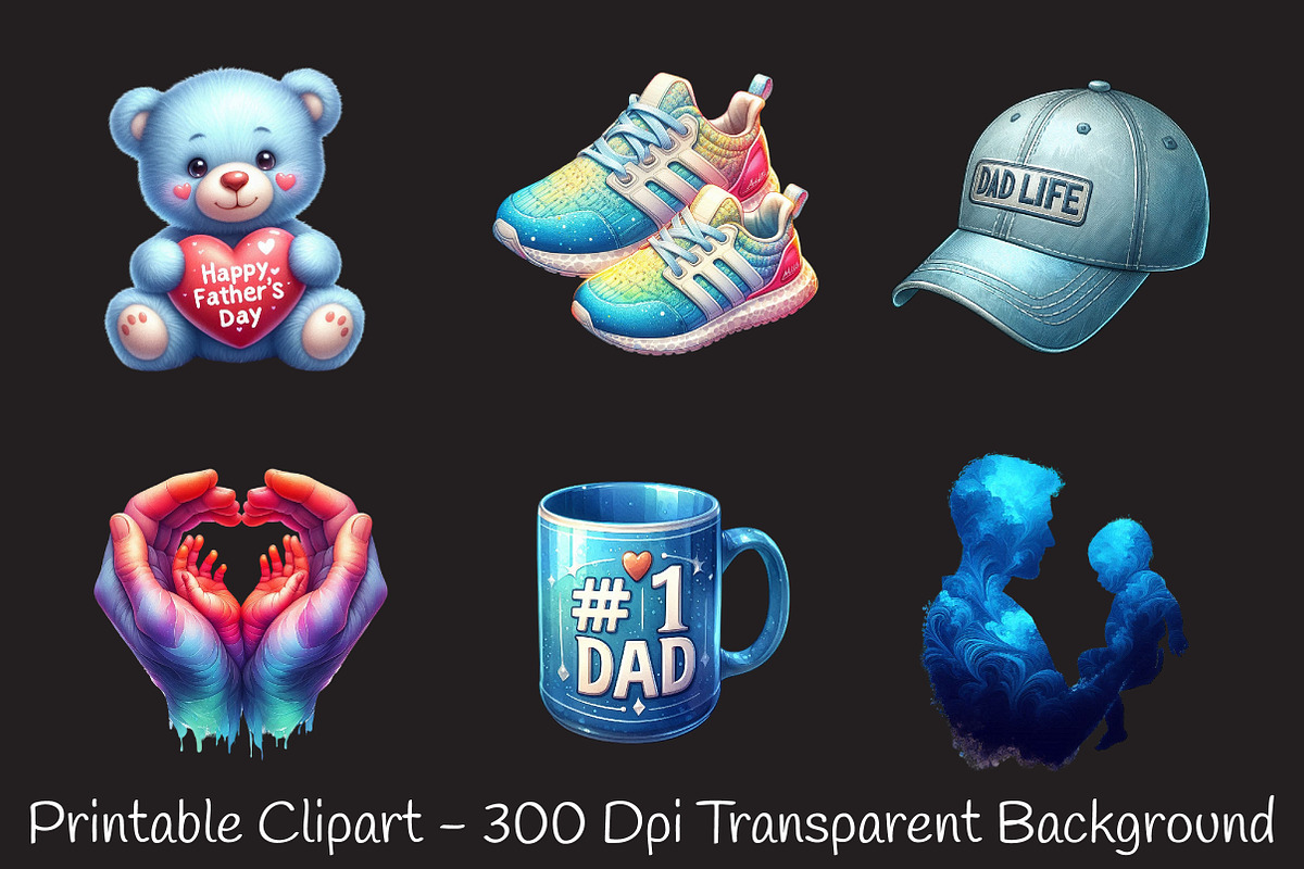New Dad Fathers Day Watercolor Png, an Illustration by RobertsArt (Photo 4 of 8)