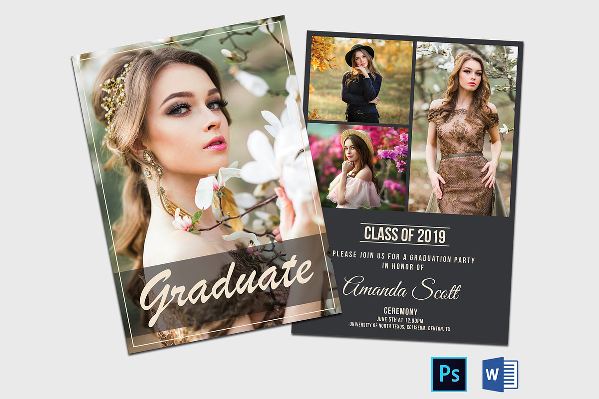 Graduation Announcement Template, a Card Template by Designscozy (Photo 2 of 5)