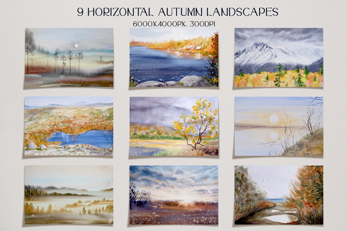 Autumn Watercolor Landscapes, a Seasonal Illustration by NataliArkushArt (Photo 6 of 14)