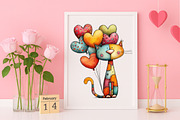 Quirky Valentine Cats Clipart Bundle, an Illustration by Canvas Craft (Thumbnail 4 of 6)