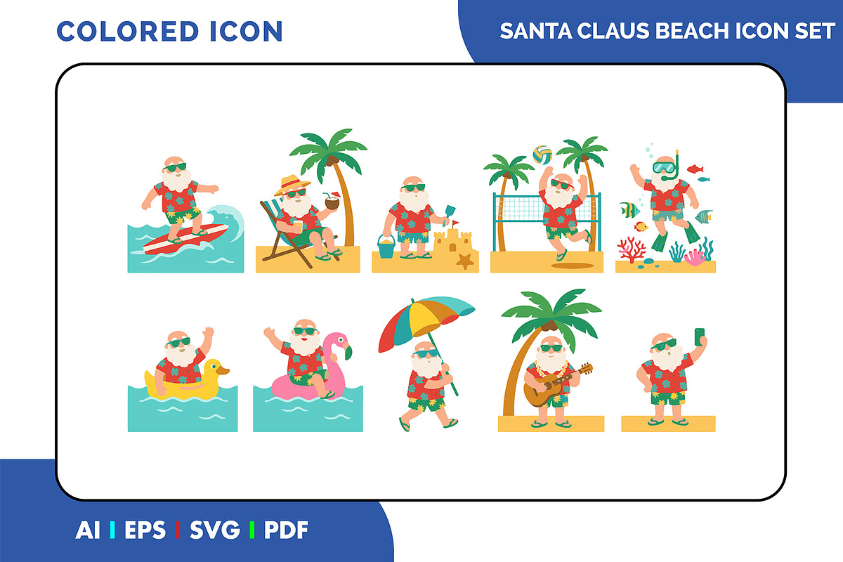 Summer Santa Claus Icon Pack, a Duotone Icon by Fontmine Studio (Photo 1 of 3)