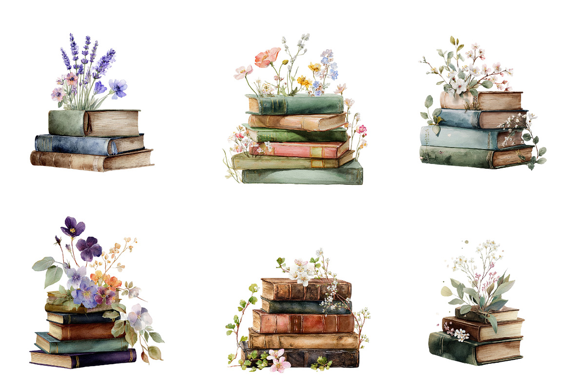 Watercolor Botanical Books Clipart, an Illustration by Designworld (Photo 5 of 6)