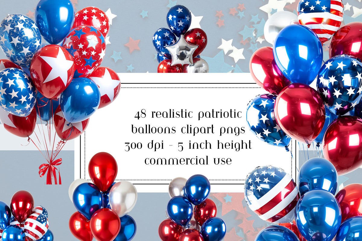 Realistic Patriotic Balloons, an Object Graphic by AllTheKewtClipart (Photo 2 of 10)