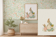 Vintage Watercolor Bunny Clipart Set, an Illustration by AlenaVlasko stock Market (Thumbnail 4 of 5)