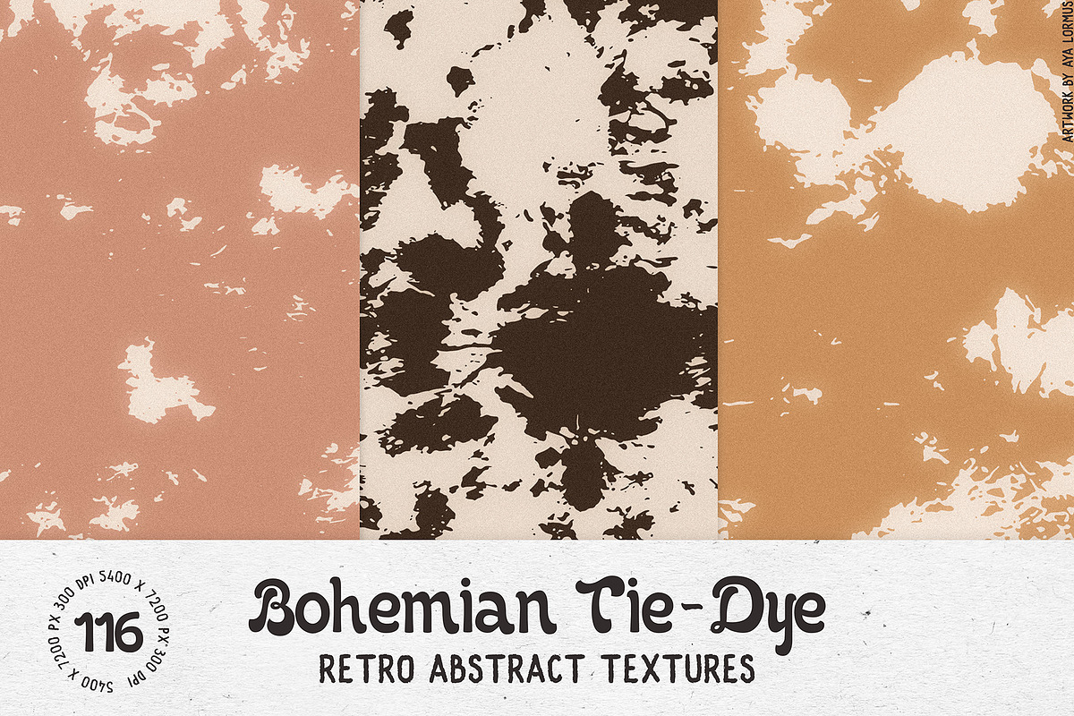 Bohemian TieDye Retro textures, a Texture Graphic by AyaLormus (Photo 6 of 17)