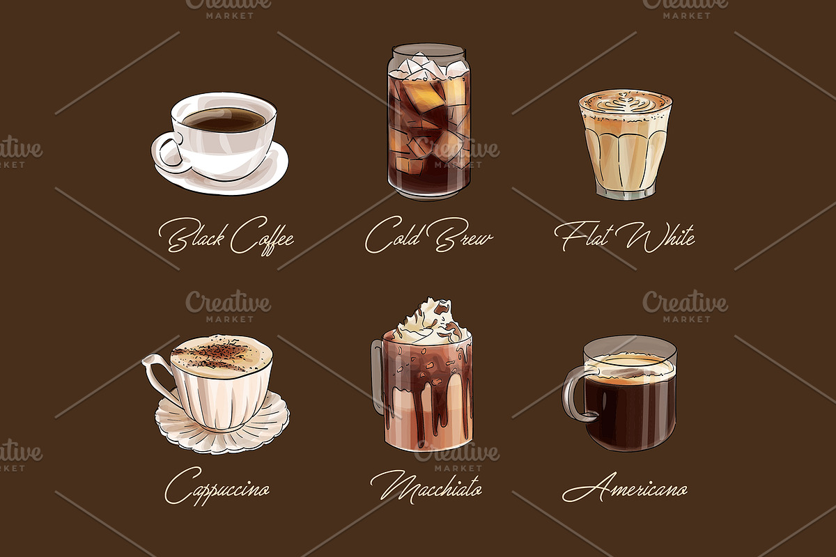 Coffee set. Vector illustrations, a Food Illustration by Svitlo illustrations (Photo 4 of 4)