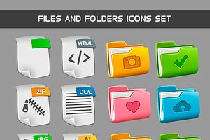 Files and folders icons set, an Icon by Saranai Store