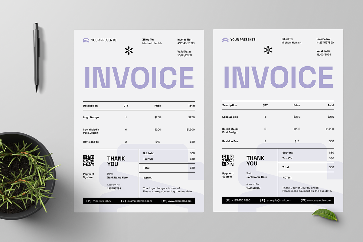 Minimalist Creative Invoice, a Flyer Template by Annora Studio